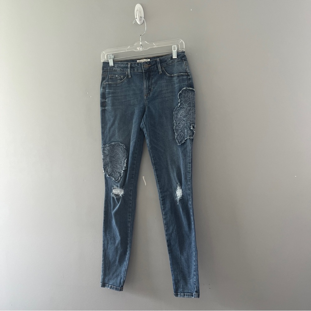 Jessica Simpson Kiss Me Super Skinny Distressed Blue Jeans Womens Size 27